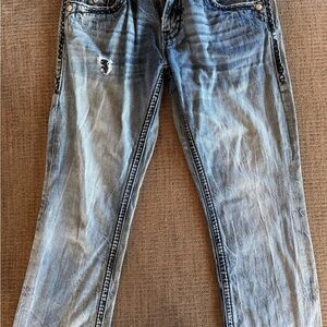 Rock Revival Men's Faded Blue Straight Jeans